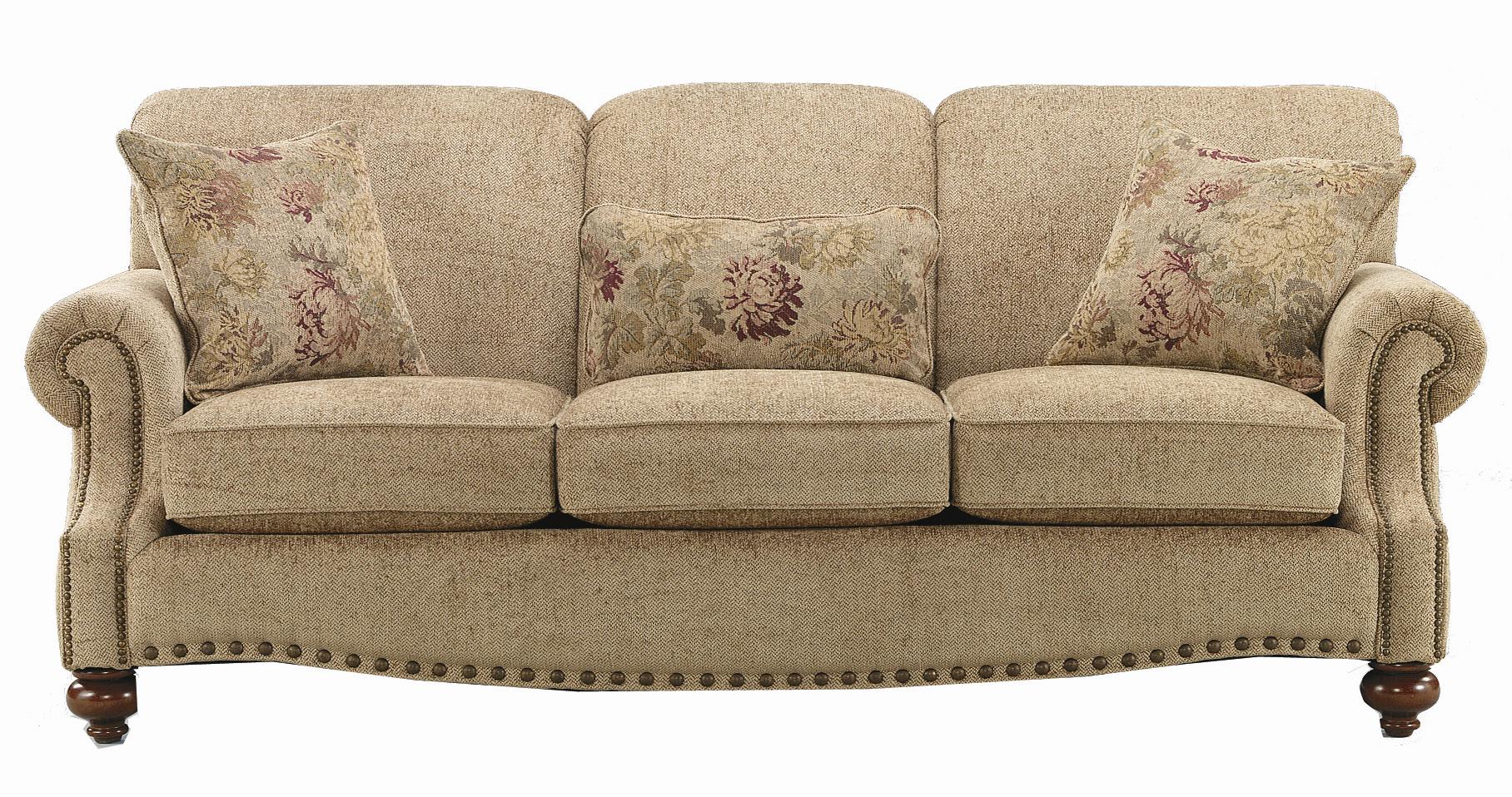 Bassett Club Room Stationary Sofa with Nail Head Trim AHFA Sofas